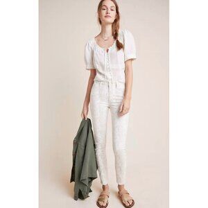 ANTHROPOLOGIE PAIGE White + Beige Hoxton Snakeskin Sonoran Skinny Jeans Size 25